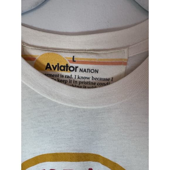 Aviator Nation Women's SIGNATURE TEE - VINTAGE WHITE Sz L NWT $88 - Picture 5 of 11
